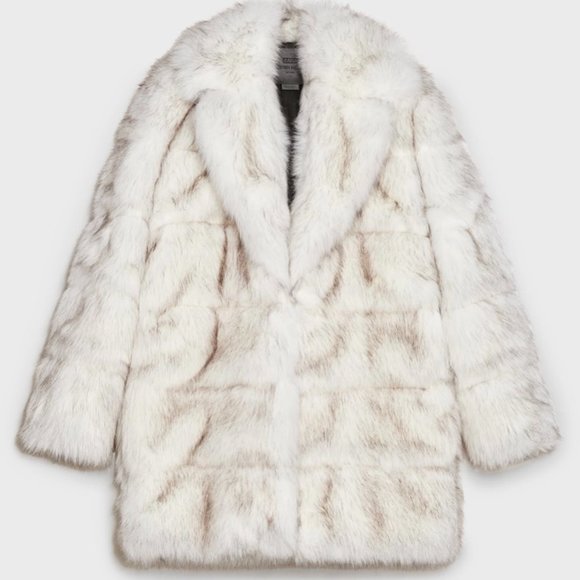 ZARA Women's Faux Fur Coat Steven Meisel(Light Beige, US M/EUR M) - Picture 3 of 11